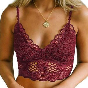 GCT V Neck LACE Bralettes sexy- Red